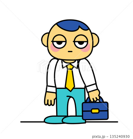 無表情で立つ会社員の男性のイラスト 無表情で立つ会社員の男性のイラスト 135240930