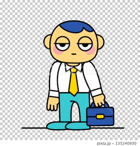 無表情で立つ会社員の男性のイラスト 無表情で立つ会社員の男性のイラスト 135240930