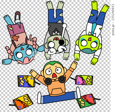 插圖描繪了人們陷入精神崩潰並一個接一個變成殭屍的瞬間。 135240931