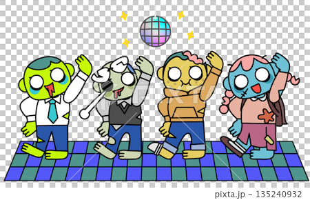 一幅描繪殭屍的插圖，象徵人們在壓力釋放後開始跳舞的心理狀態。 135240932