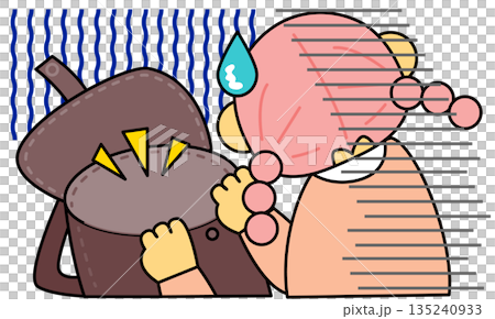 插圖展現了一個人抱頭且無法承受壓力的心理狀態 135240933