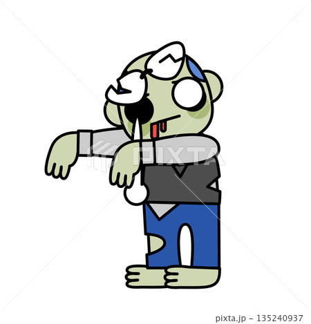 ゾンビ化した会社員の男性が立っているイラスト ゾンビ化した会社員の男性が立っているイラスト 135240937