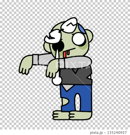 ゾンビ化した会社員の男性が立っているイラスト ゾンビ化した会社員の男性が立っているイラスト 135240937