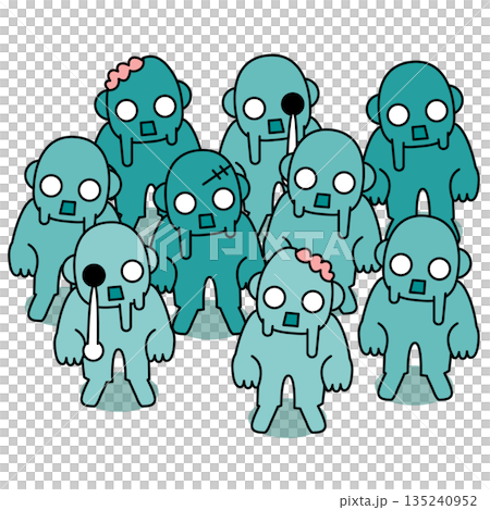 一群殭屍站在一起的插圖 一群殭屍站在一起的插圖 135240952