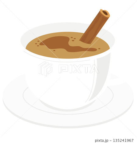 シナモンスティックを添えた温かいチャイのイラスト 135241967