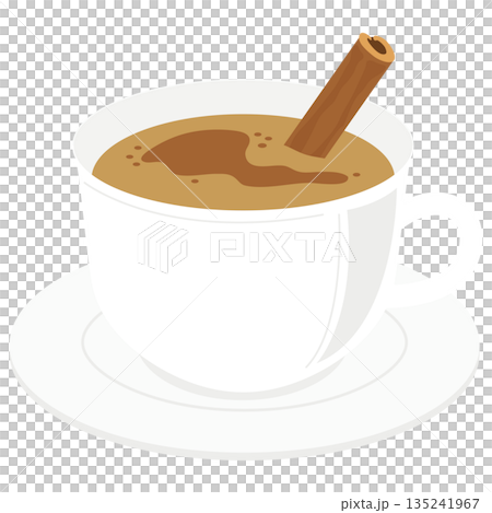 シナモンスティックを添えた温かいチャイのイラスト 135241967