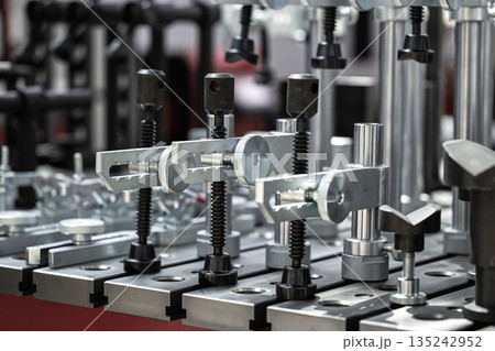 Modern metalworking. Parts manufactured on a CNC machine. 135242952