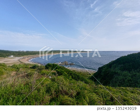 緑と砂浜がつなぐ水平線 135243019
