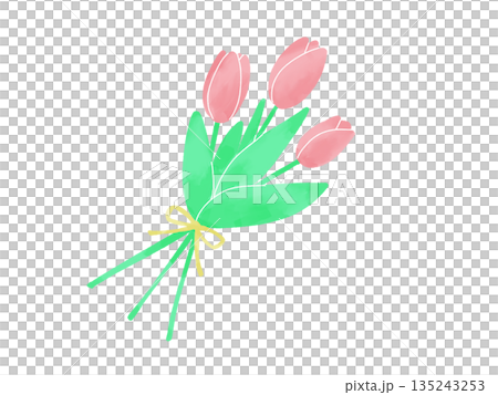 ピンクのチューリップのブーケ 135243253