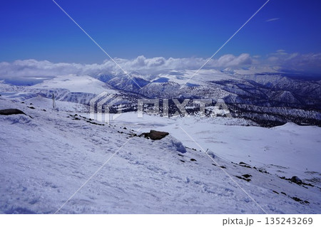 冬季旭岳からのトムラウシ山と十勝岳連峰 135243269