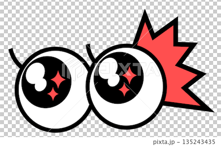 A sparkling eyeball illustration that is surprised and focuses on an important point 135243435