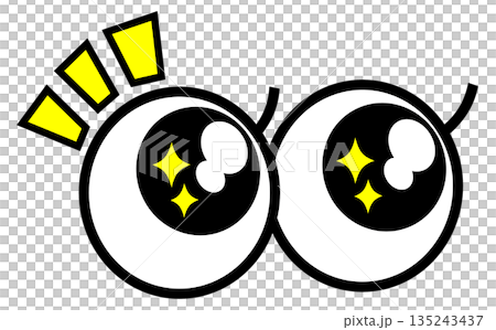 重要箇所にビックリして注目するキラキラの目玉イラスト 重要箇所にビックリして注目するキラキラの目玉イラスト 135243437