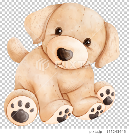 Cute Baby Golden Retriever Puppy Watercolor Illustration Cute Baby Golden Retriever Puppy Watercolor Illustration 135243446