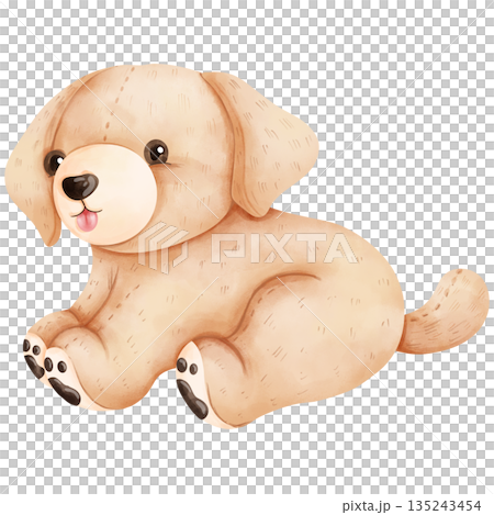 Cute Baby Golden Retriever Puppy Watercolor Illustration Cute Baby Golden Retriever Puppy Watercolor Illustration 135243454