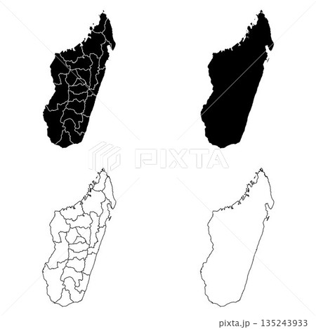 Madagascar Outline and Solid Fill Map Set. 135243933