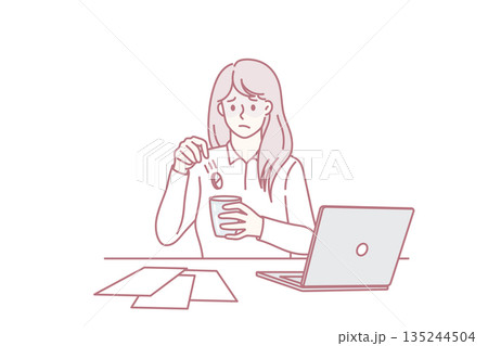 Having fever during work concept 135244504