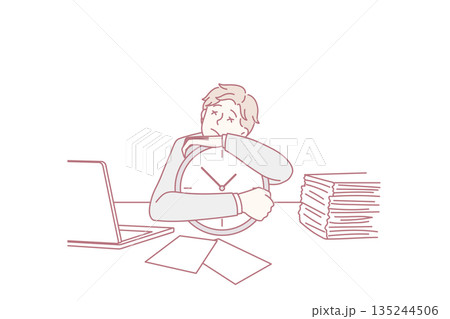 Sleepy worker and tiredness concept. Sleepy worker and tiredness concept. 135244506