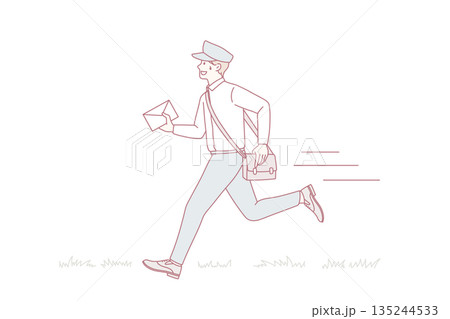 Working as postman with letters concept.のイラスト素材 [135244533] - PIXTA