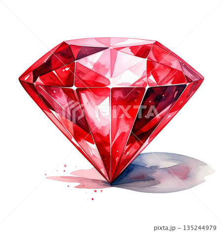 赤い宝石の水彩イラスト 赤い宝石の水彩イラスト 135244979