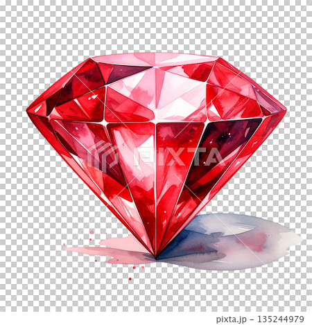 赤い宝石の水彩イラスト 赤い宝石の水彩イラスト 135244979