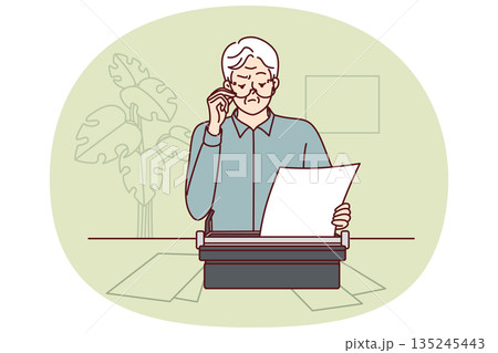 Elderly man uses typewriter and works as writer, wanting to publish own book of fiction Elderly man uses typewriter and works as writer, wanting to publish own book of fiction 135245443