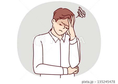 Distressed man suffers from psychological disorder caused by lack of friends and unpromising job Distressed man suffers from psychological disorder caused by lack of friends and unpromising job 135245478