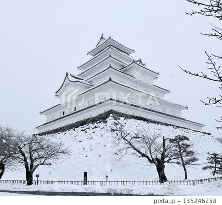 雪に包まれた日本の城 天守と冬の風景 雪に包まれた日本の城 天守と冬の風景 135246258