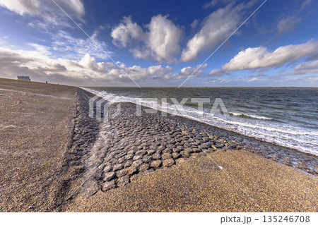 Sea dyke at  Marsdiep in Den Helder 135246708