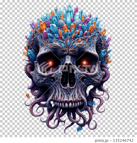 This image is an example of digital art in the style of dark fantasy or surrealism 135246742