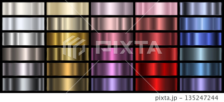 A set of metallic gradients of different colors on a black background. 135247244