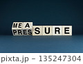 Wooden blocks spelling out Measure and Pressure 135247304
