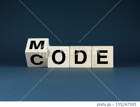 Wooden blocks spelling out Mode - Code Wooden blocks spelling out Mode - Code 135247305