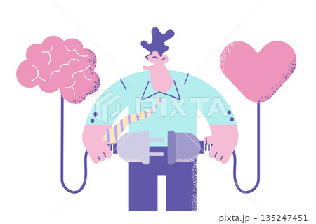 Smiling man find balance between heart and brain 135247451