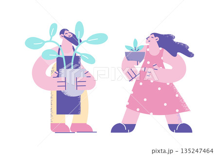 People hold flowerpots get different money dividend 135247464