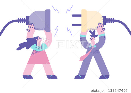 Businesspeople connect plugs for shared business goal 135247495