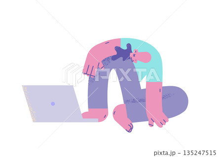 Depression and bad news online concept Depression and bad news online concept 135247515