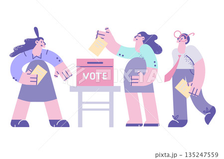 People vote put bulletin in bullet box at elections 135247559