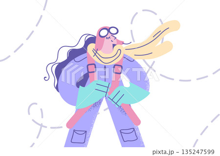 Smiling man pilot in retro formal uniform 135247599