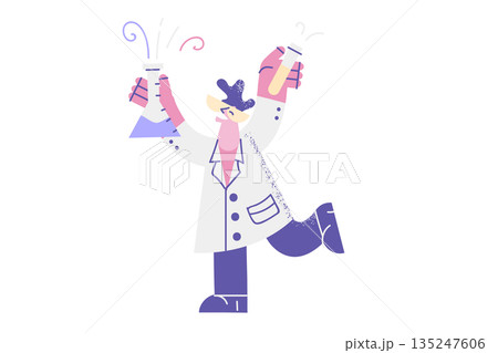 Happy scientist make experiments in lab 135247606