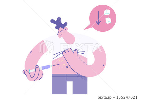 Sick man make insulin injection in belly Sick man make insulin injection in belly 135247621