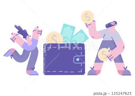 Happy people make money saving for future Happy people make money saving for future 135247625