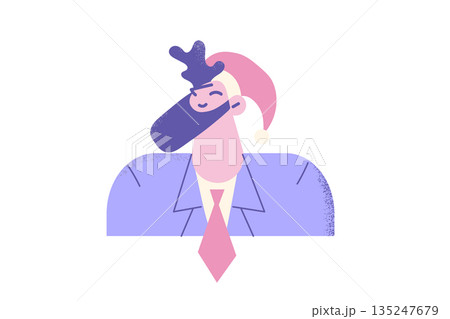 Smiling businessman in Santa hat celebrate New Year 135247679