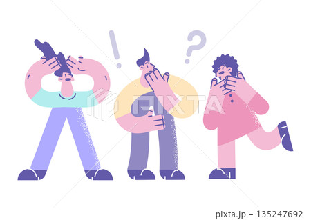 Frustrated people feel distressed having communication problem Frustrated people feel distressed having communication problem 135247692