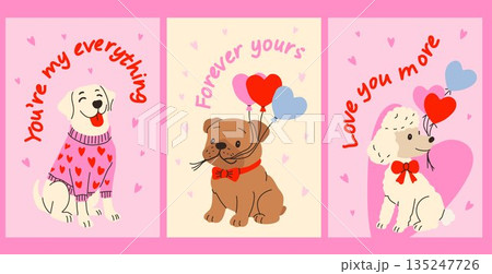 Adorable Puppy Love Greeting Cards with Fun Messages 135247726