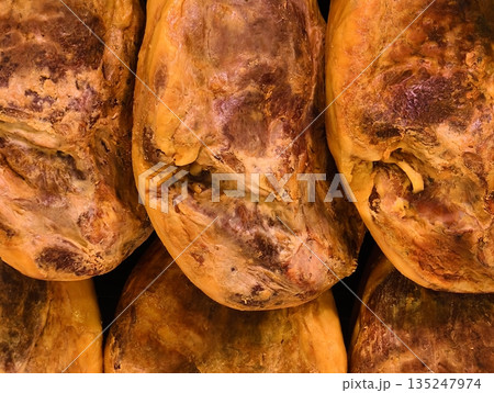 Exploration of ham surface textures and artisanal finishing 135247974