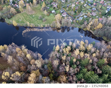 colorful forested peninsula from above, aerial view revealing seasonal textures and natural landscapes colorful forested peninsula from above, aerial view revealing seasonal textures and natural landscapes 135248068