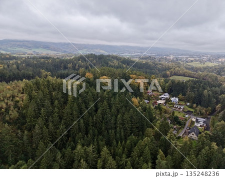 Suburban Woodland Overview, Evaluating Residential Properties Amidst Verdant Rolling Landscape Scenery Suburban Woodland Overview, Evaluating Residential Properties Amidst Verdant Rolling Landscape Scenery 135248236