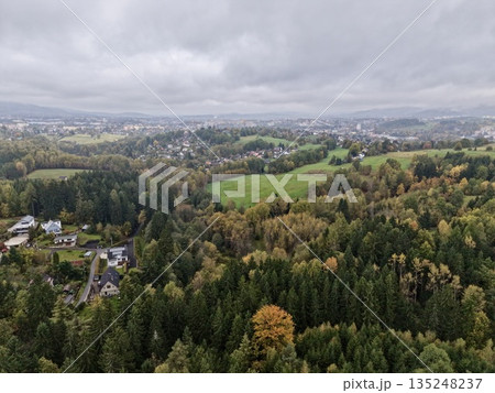 Hills With Vivid Vegetation, Gentle Rolling Hills Feature Abundant Greenery Under Cloudy Sky Overhead Hills With Vivid Vegetation, Gentle Rolling Hills Feature Abundant Greenery Under Cloudy Sky Overhead 135248237