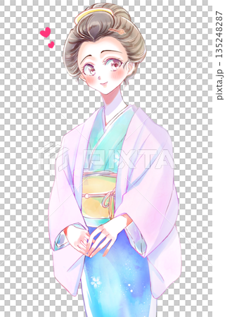 身著和服的女子，江戶時代，愛情，膝部特寫 135248287