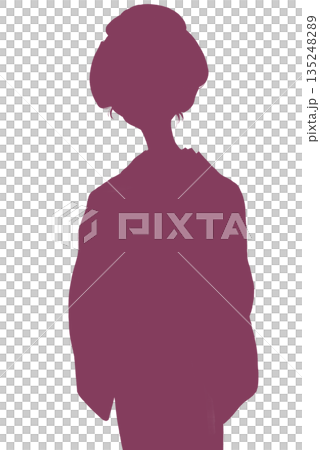 江戶時代，身著和服的女子，膝蓋特寫，剪影 135248289